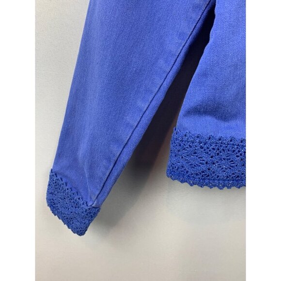 Twiggy London Womens Blue Denim Jacket With Crochet Trim Size S - Picture 4 of 6
